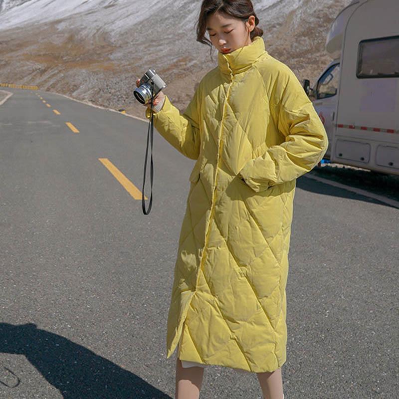 Lingge Cotton Jacket Women Korean Mid-length Winter Hong Kong Style Cotton Jacket