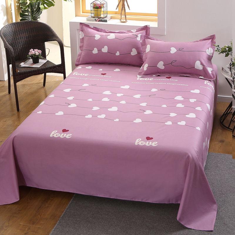 Pure Cotton Bed Sheet Pure Cotton Good Air Permeability Washable Easy To Fold Single Bed and Double Bed Available Two Pillowcases and One Bed Sheet