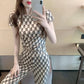 Women Spring Summer Vintage Letter Print Short Sleeve T-shirt High Waist Straight Tube Loose Wide Leg Split Pants Two Piece Set