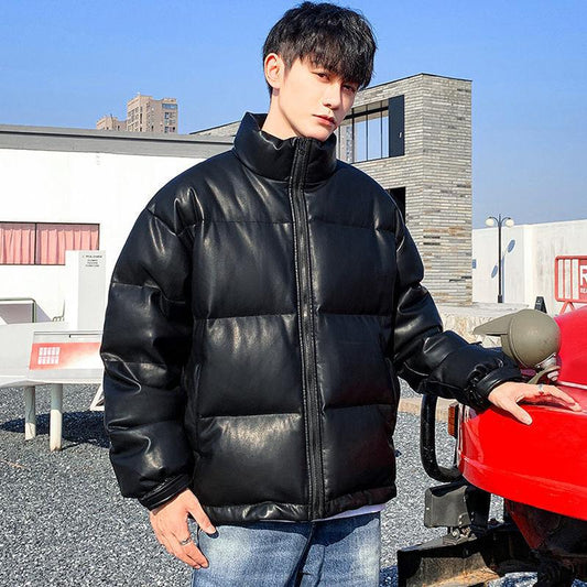 Autumn and Winter Down Jacket Men's Thick Plus Fleece Plus Size Jacket Trendy Men's Cotton Coat