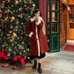Autumn and Winter Woolen Coat with Horns Buckle Lamb Wool Thick Woolen Coat Women's Mid-length Lapel Woolen Coat