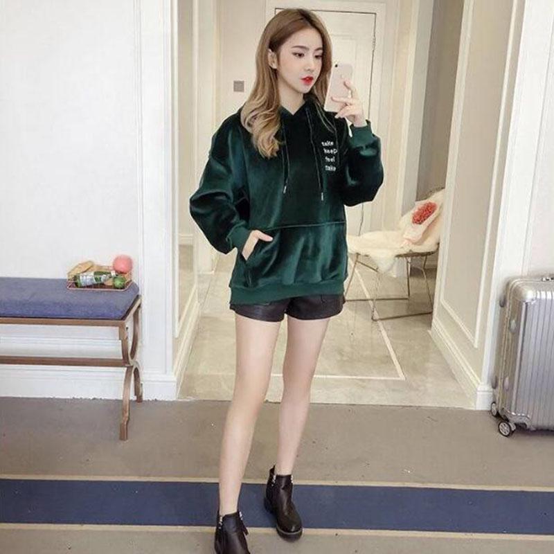 Hood Top Autumn Winter Sweatshirt Cotton Women's Sweatshirt Wild Large Size Long Sleeve Warm