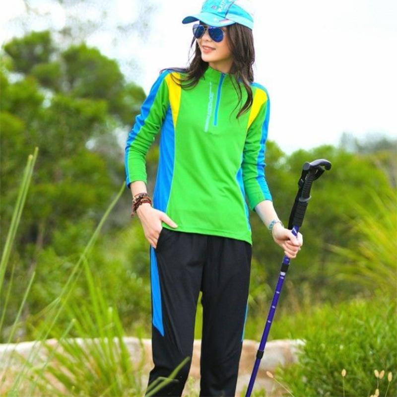 Outdoor Quick-drying Pants Suit Women's Long-sleeved Quick-drying T-shirt Elastic Breathable Large Size Sports Anti-squatting Quick-drying Clothes