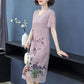 L-XXXXXL Women's Summer Dres Mother Chiffon Veil Short Sleeve Printing Mid-length Daily Wear