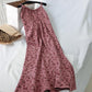 Female Summer Corduroy Retro Little Fresh Elegant Mid Long Suspender Floral Holiday Dress