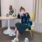 Women's Christmas Sweater Loose Snowflake Print Pullover Sweater Top Thick Warm Knitwear Outer Wear