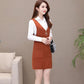 Spring and Autumn All-match Loose Vest Skirt Mid-length Knitted Vest Dress Fashion Solid Color Female Vest Skirt