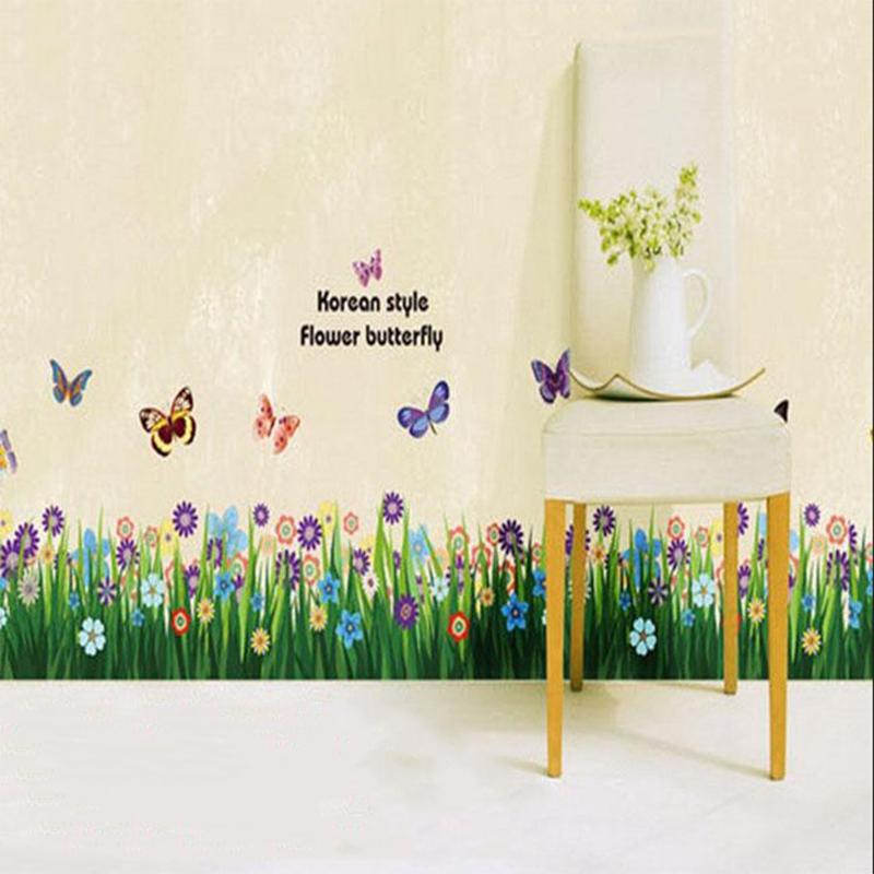 Grass Skirting Line Waistline Butterfly Stairs Environmentally Friendly Removable Wall Stickers