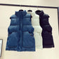Autumn and Winter Korean Style Temperament Vest Solid Color Stand-up Collar Tie Coat Thickening Short Female Down Cotton Vest