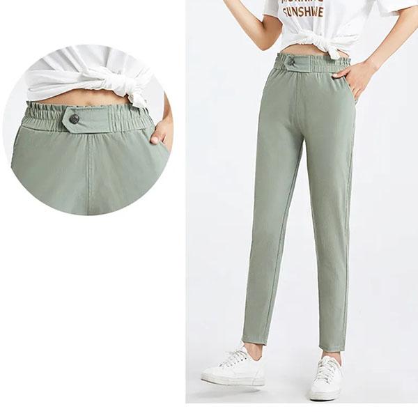 S-3XL Female Solid Color Thin Casual Cropped Pants Sports Sweatpants Women's Spring Summer Large Size Loose Long Harem Pants