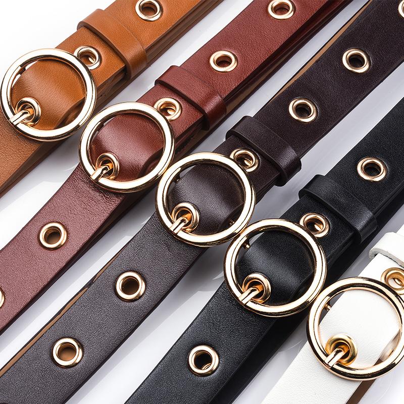 Women's Belt Simple and Fashionable All-hole Ring Belt Students All-match Casual Pin Buckle