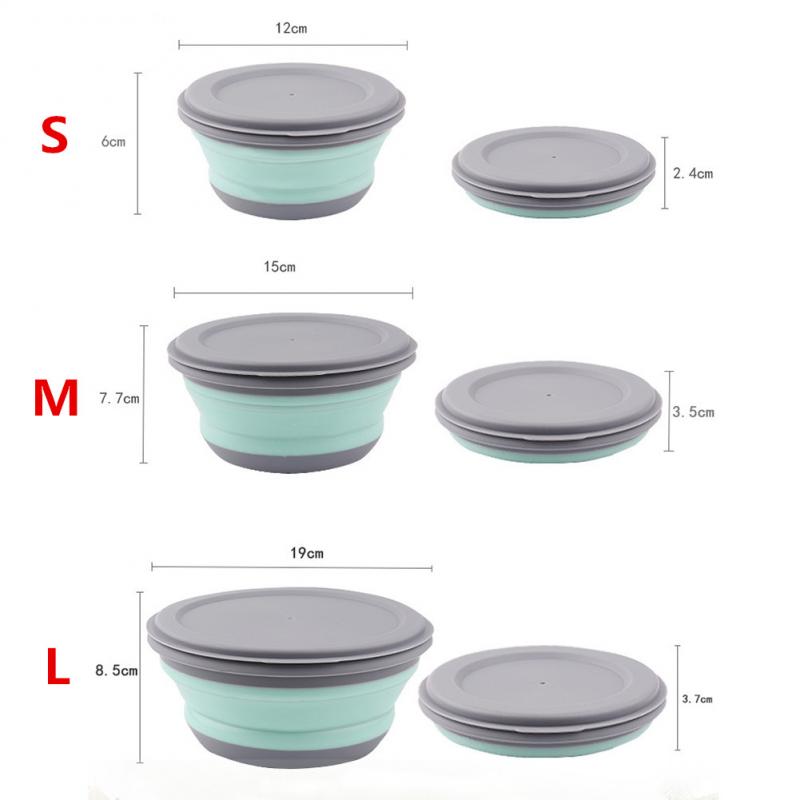 3Pcs Folding Camping Bowl Set Portable Silicone Kitchen Containers for Travel Outdoor Camping