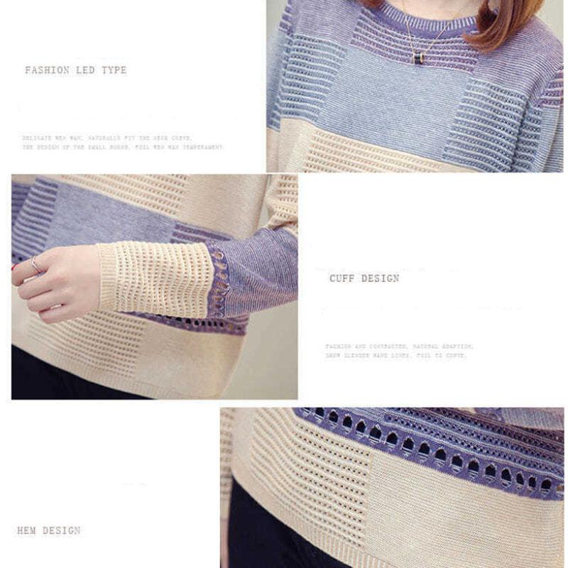 Women Sweater Shirt Hollow Knit Thin T-shirt Long Sleeve Shirt Casual Comfortable Pullover Spring