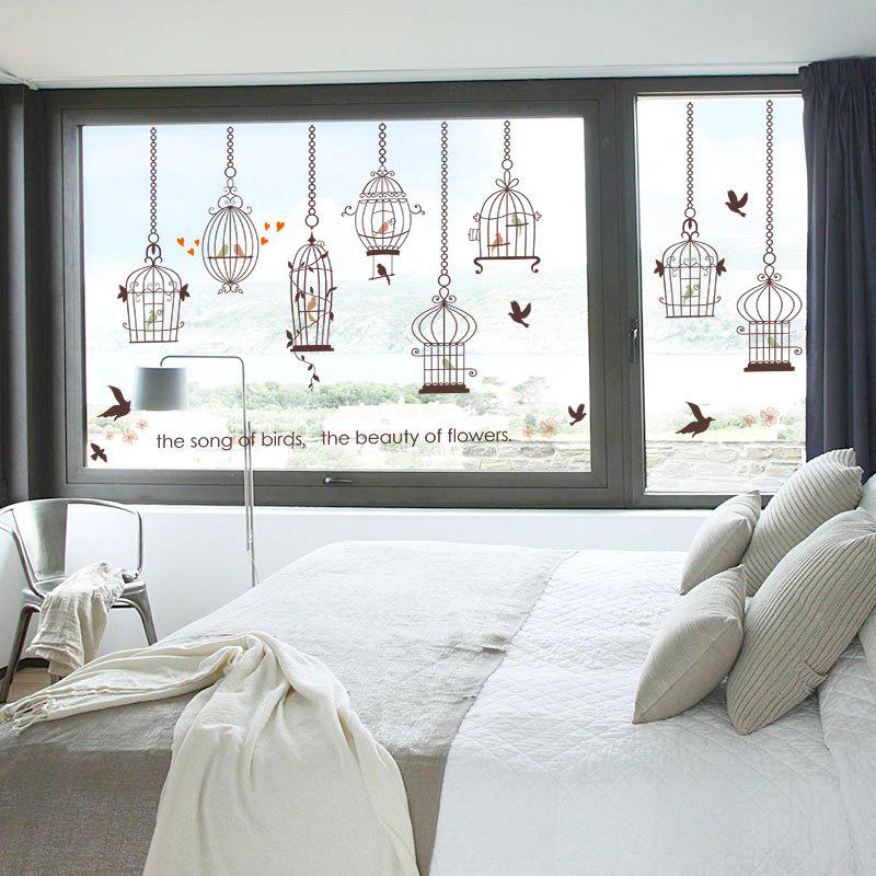 [sticker ]Modern Creative Bird Cage Wall Stickers Home Decor Living Room Window Sofa Tv Background