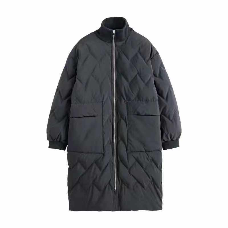 Women's Cotton-padded Jacket Over The Knee Mid-length Stand-up Collar Bread Jacket Down Coat Cotton-padded Jacket