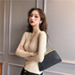 Pofulove Little Wild Cat Sexy Long Sleeve Cross V-Neck Slim Knitwear Solid Color Bottoming Sweaters