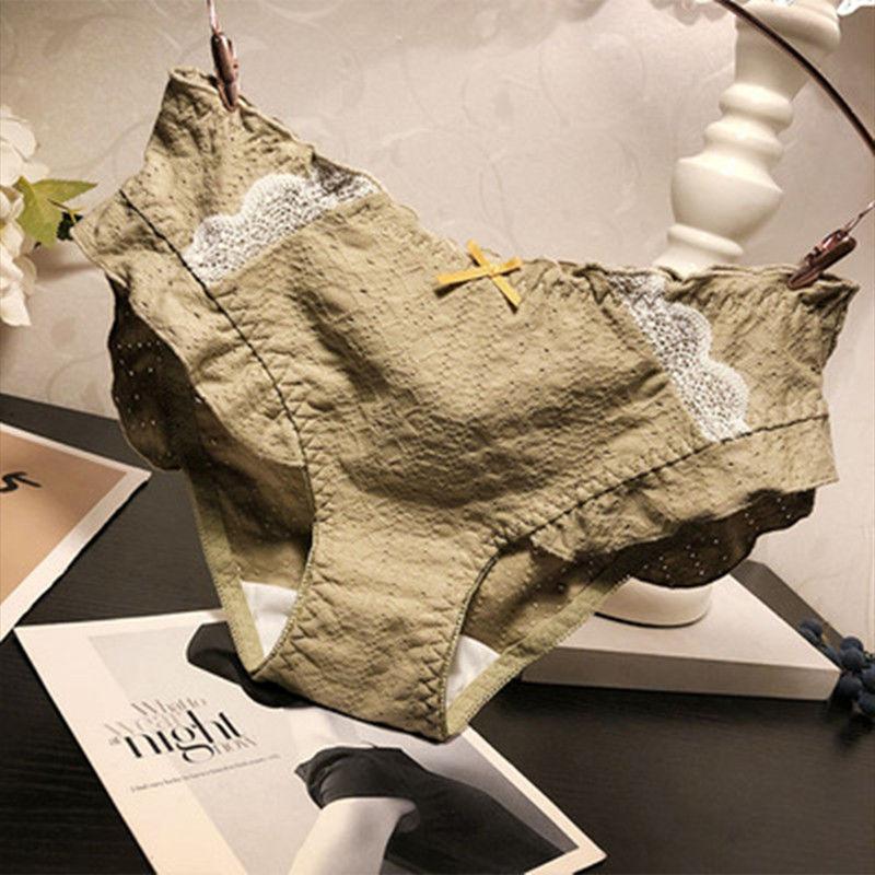 Stretch Underwear Female Ruffled Girl Bag Hip Stretch Breathable Briefs Sexy Sweet Lace Edge