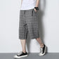 Cropped Pants Men's Summer Thin Section Plaid Shorts Korean Version of The Trend Straight Casual Pants Plus Size Fat Sports Pants