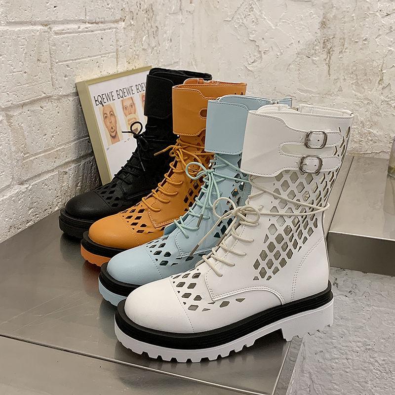 Chimney Boots Candy Color Women's Shoes Hollow Hole Cool Boots Motorcycle Boots Martin Boots Thick Bottom