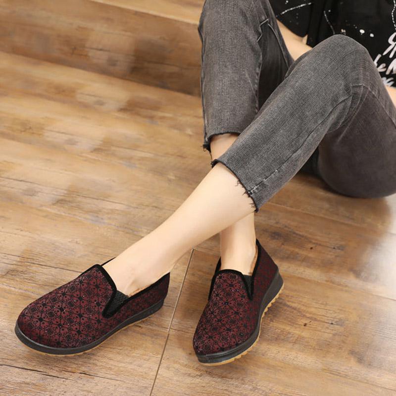 Women's Autumn and Winter Cloth Shoes Fleece Warm Women's Cotton Shoes Casual Non-slip Thickened Snow Boots