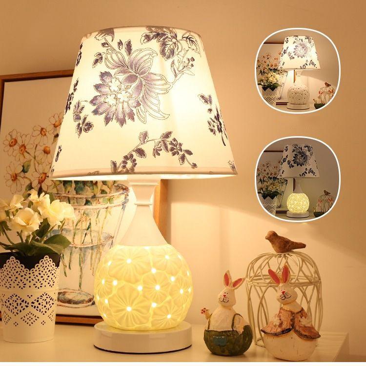 European Adjustable Light Bedroom LED Table Lamp Fabric Decoration Bedside Lamp with Power Cord