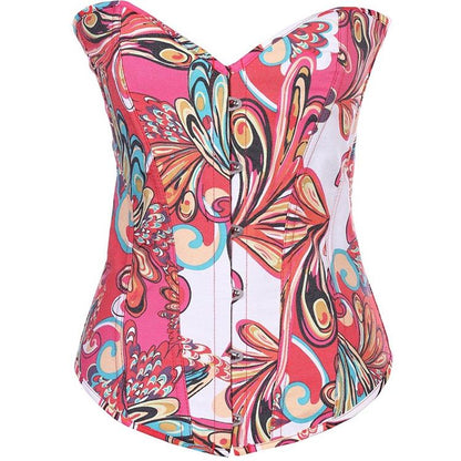 Sexy Boned Waist Trainer Brocade Corsets Bustiers Embroidery Lace Up Corselet Gothic Plus Size Body