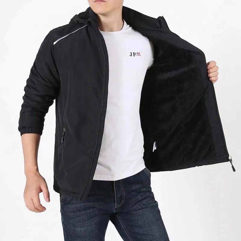 Winter Plush Padded Padded Jacket Men's Multi-pocket Tooling Jacket Mid-length Plus Size Jacket Men's Outdoor Padded Jacket