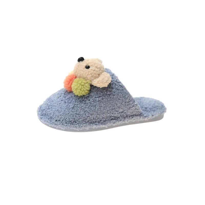 Girls Plush Slippers Cute Papillon Design Flat Shoes Home Leisure Warm Autumn and Winter