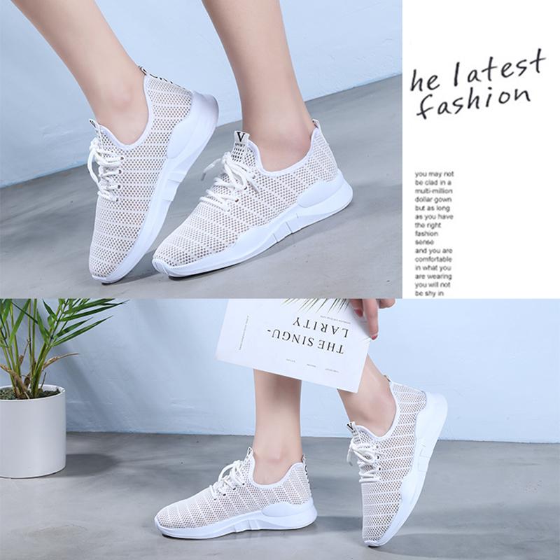 Spring and Summer Mesh Women's Sports Shoes Student Korean Breathable Running Shoes Trend All-match Casual Shoes Hollow Flat Shoes