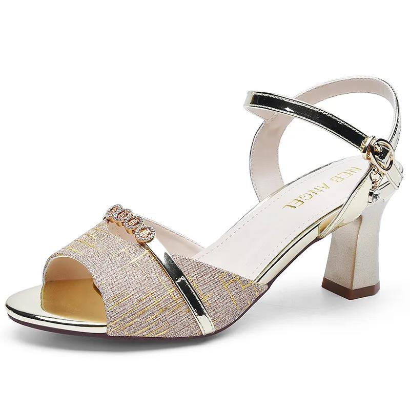 Women's Thick Heel Sandals Summer Fashion All Match Fish Mouth High Heels