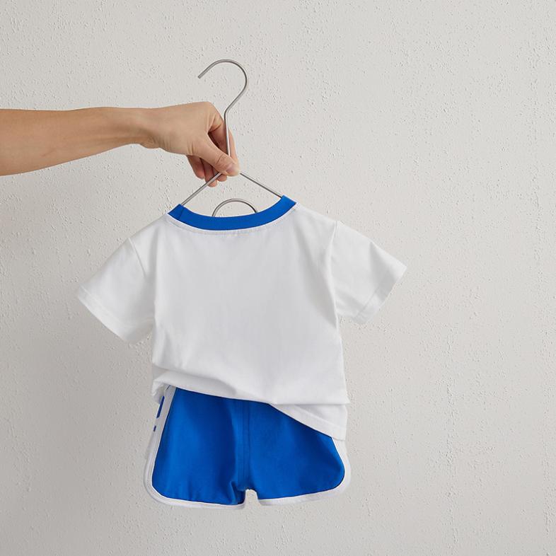 Kids Baby Girl and Boy Clothes Set Tops Solid Cartoon Short Sleeve Shirt Crop Pants Summer Casual Outfit Suit Girl and Boy 0-4Y