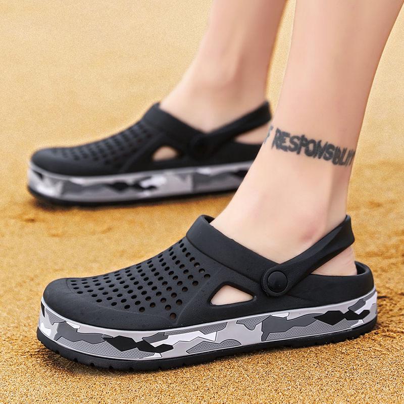 Summer men's casual slippers personality big head sandals anti-skid shoelace heel dual-use sandals