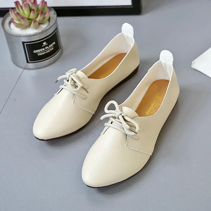 Spring and Autumn Women's Shoes Small White Shoes Women's Lace-up Non-slip Flat Casual Shoes