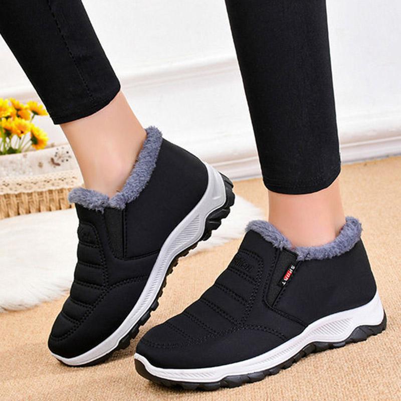 Women's Cotton Shoes Winter Warm Plus Velvet Thickening Elderly Cloth Shoes Waterproof Non-slip Mother Cotton Boots