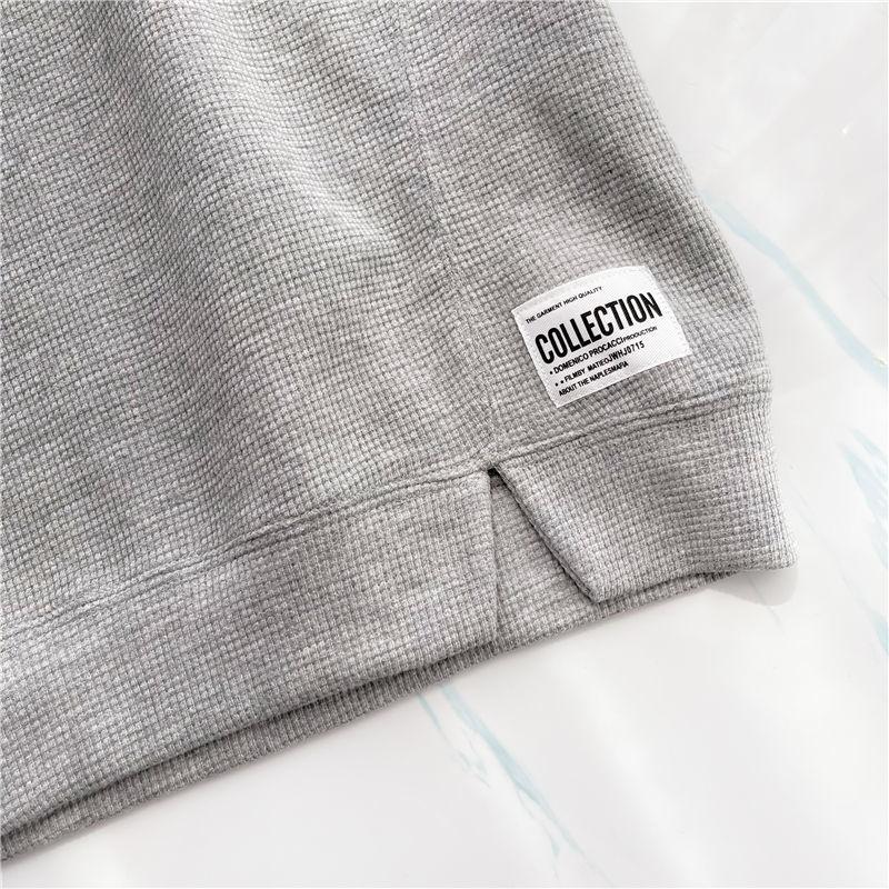 Women's Spring and Autumn Korean Style Waffle Sweater Loose Design Long Sleeve Short Large Size Top