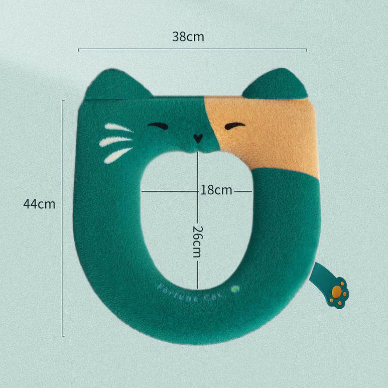 Four Seasons Universal Toilet Seat Cushion Household Bathroom Toilet Cover Cute Cat Waterproof Thickening Toilet Seat Covers