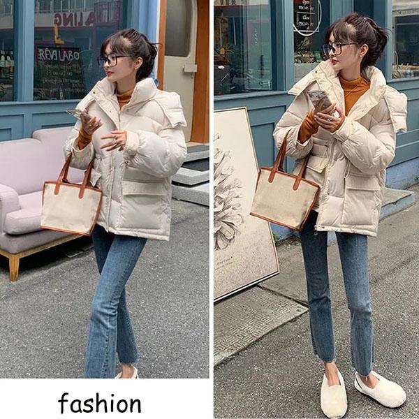 Winter Short Purple Cotton-padded Jacket Women's Loose Down Cotton-padded Jacket Student Bread Jacket