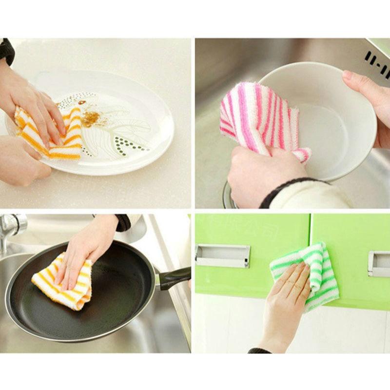 5/10pcs Cleaning Cloth High Efficient Anti-grease Dish Cloth Washing Towel Kitchen Cleaning Wiping Rags