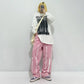Pink Jeans Female Spring and Autumn Design INS Inkjet Wild Trend Loose Straight Bread Pants