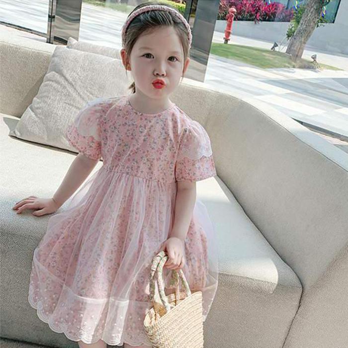 Summer Girls Tutu Dress Baby Dress Kids Dress Children Vestidos Toddler Dress See Through Mesh Patch 2 To 7 Yrs