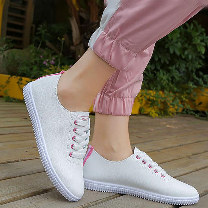 Women's Soft-soled Non-slip Flat Driving Shoes Breathable White Shoes