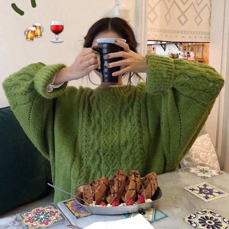 Spring   Autumn Women's Loose Casual Fashion Pullover Jacket Knitwear Top Mid-length Outer Sweater
