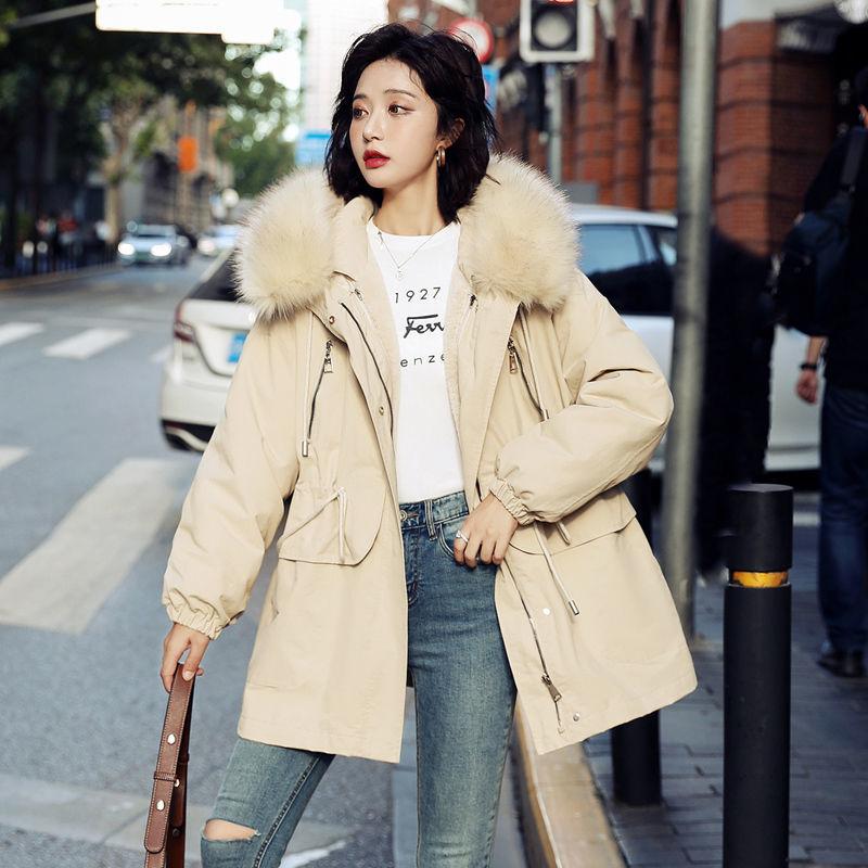 Winter Women's Mid-length Fashion Waist Coat Windbreaker Student Version Detachable Cotton Jacket