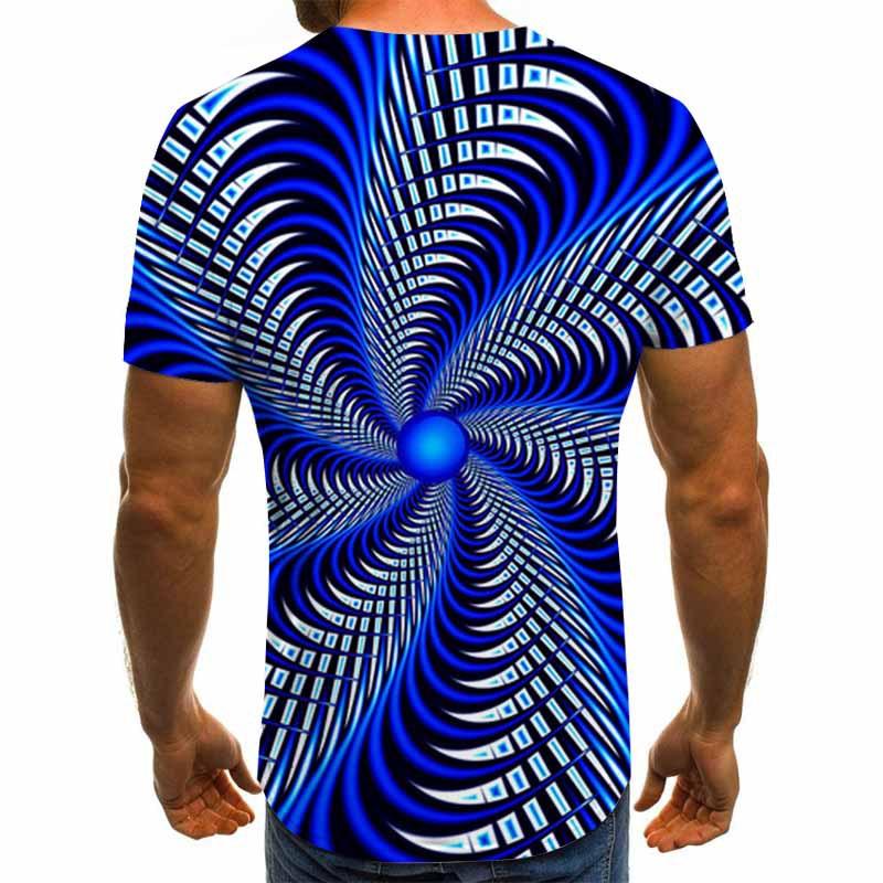 3D Swirl Print Shirt Summer Men T-shirt Personality Streetwear High Street Half Sleeve Tees Casual Breathable Pullover