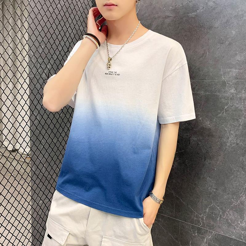 Summer Trend Gradient Color Wild Loose Short-sleeved T-shirt