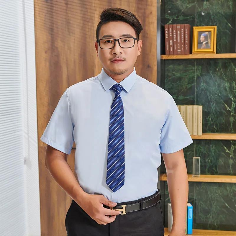 Summer Plus Size Men's Plus Fat Plus Short-sleeved White Shirt Men's Loose Shirt Fat Half-sleeved Shirt
