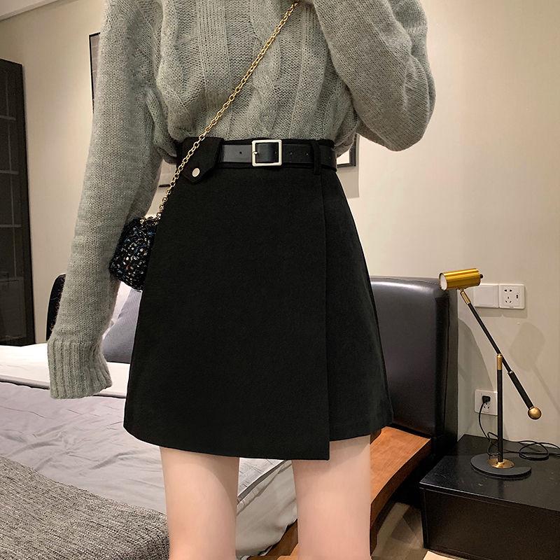 Female High Waist Pleated Short Holiday Skirt with Free Belt Slim Elegant Solid Color Vacation A-line Miniskirt