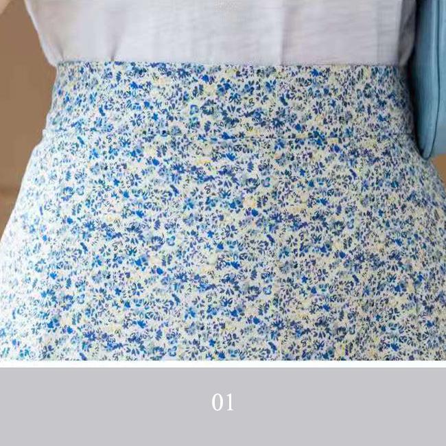 Women's Chiffon Floral Skirt Summer  High Waist Mid-length A-line Draping Fairy Dress