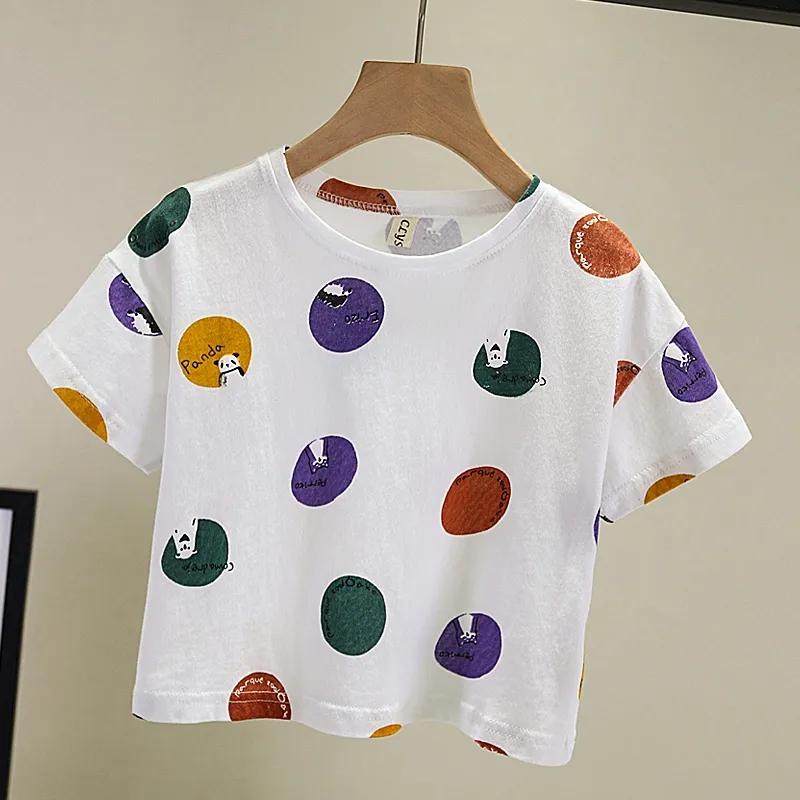 Boys T -shirt Loose Short -sleeved Summer Dot Cute Girl Summer Clothes