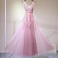 Charming Sexy Women Dress A-Line V-Neck Sleeveless Elegant Embroidery Long Prom Dress Evening Dress